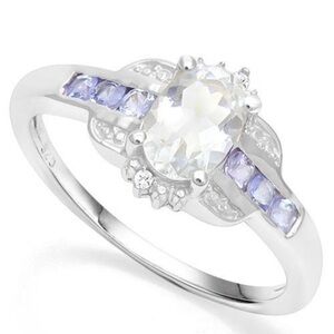 Aquamarine and Tanzanite Ring in Sterling Silver